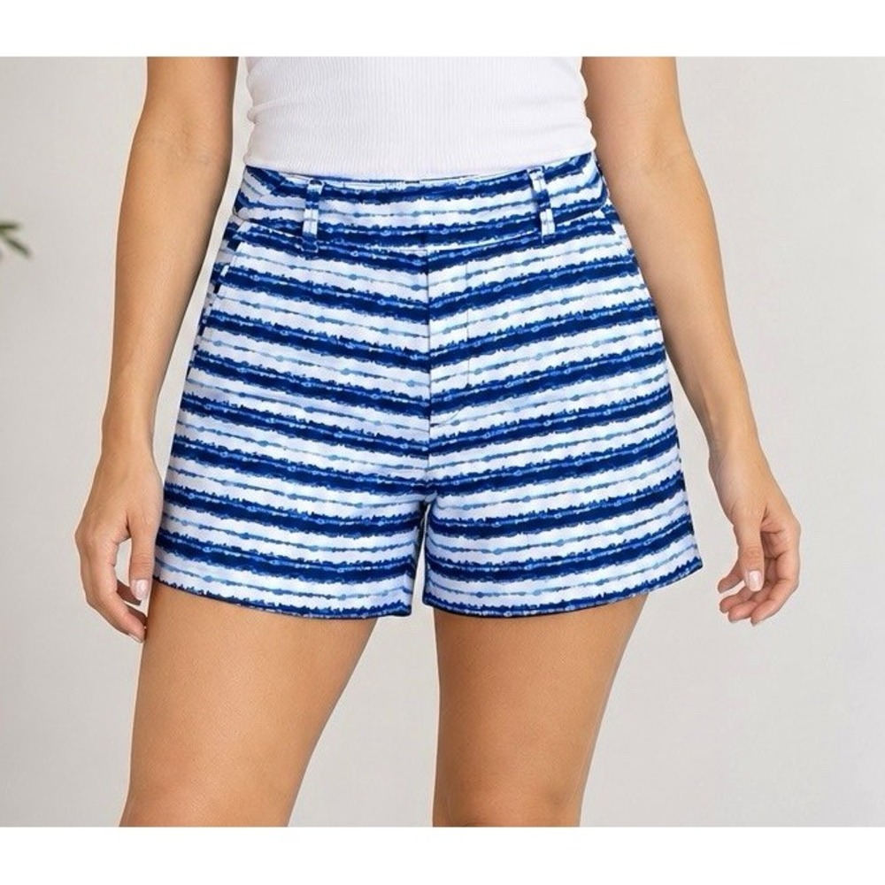 SPANX Sunshine 4" Shorts Blue Painted Stripe Women's S 50212R